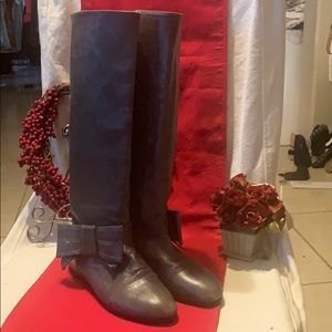 Valentino Red  grey all leather boots sassy bow.